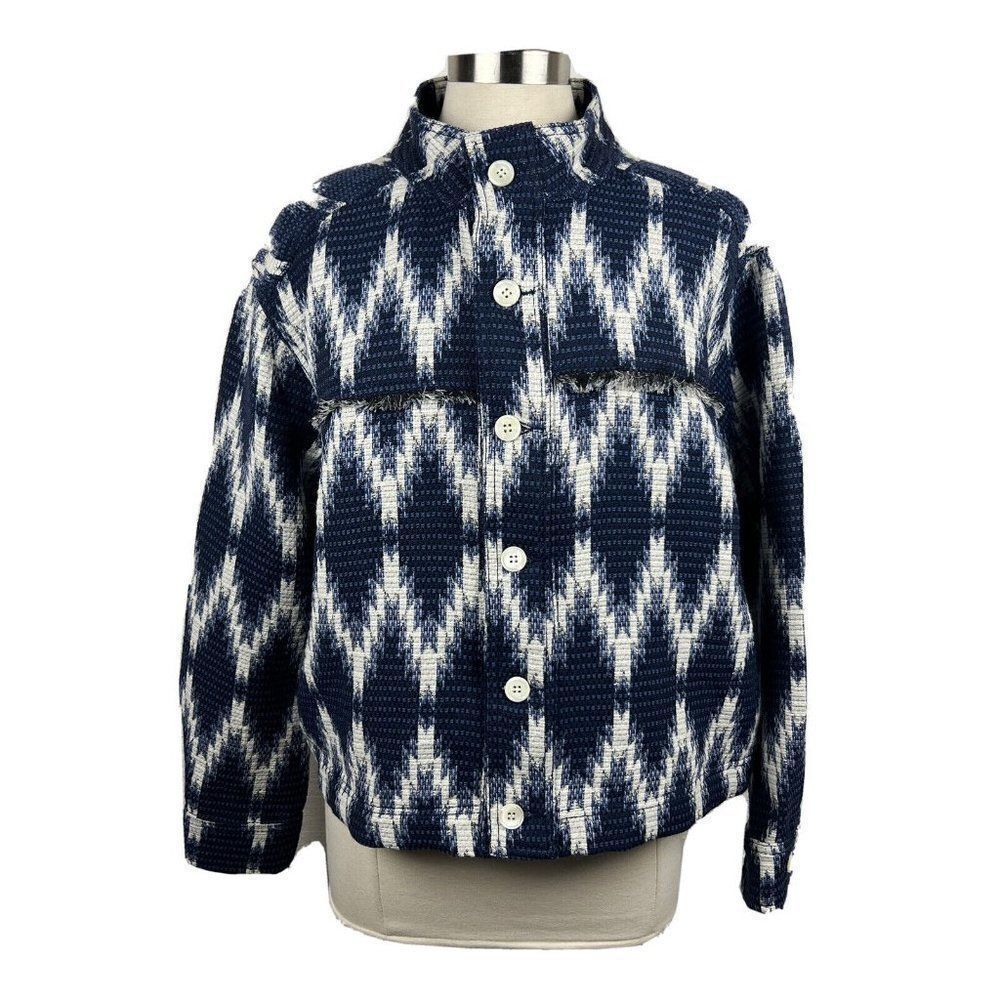 Fifteen Twenty Jacket M Womens Blue Western Button Front Boxy Cotton Blend USA